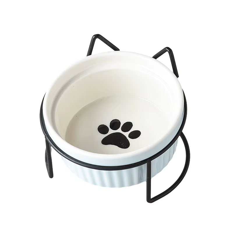 Single or Double Tilt Bowl Ceramic Bowl for Dog Cat Puppy Kitten Elevated Food Feeder Drinker Pet Water Bowl Pet Supplies