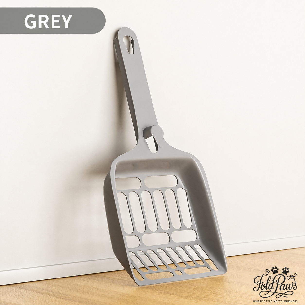 Fold Paws Cat Litter Scoop with Hook - Wide Slotted PP Litter Shovel