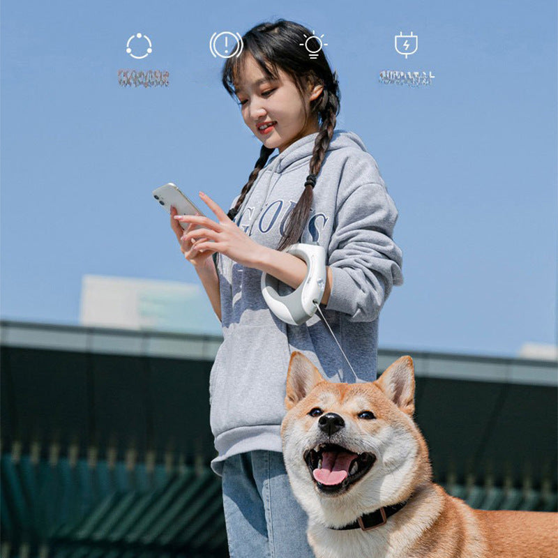 Ring Light Dog Leash Pet Automatic Retractable Tether Glowing Dog Walking Chain Pet Supplies