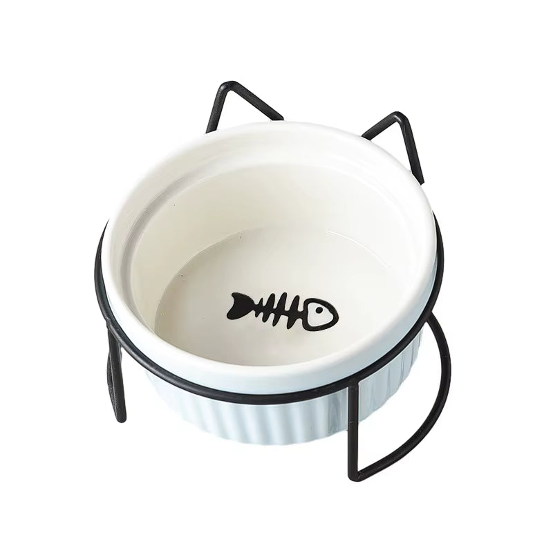 Single or Double Tilt Bowl Ceramic Bowl for Dog Cat Puppy Kitten Elevated Food Feeder Drinker Pet Water Bowl Pet Supplies