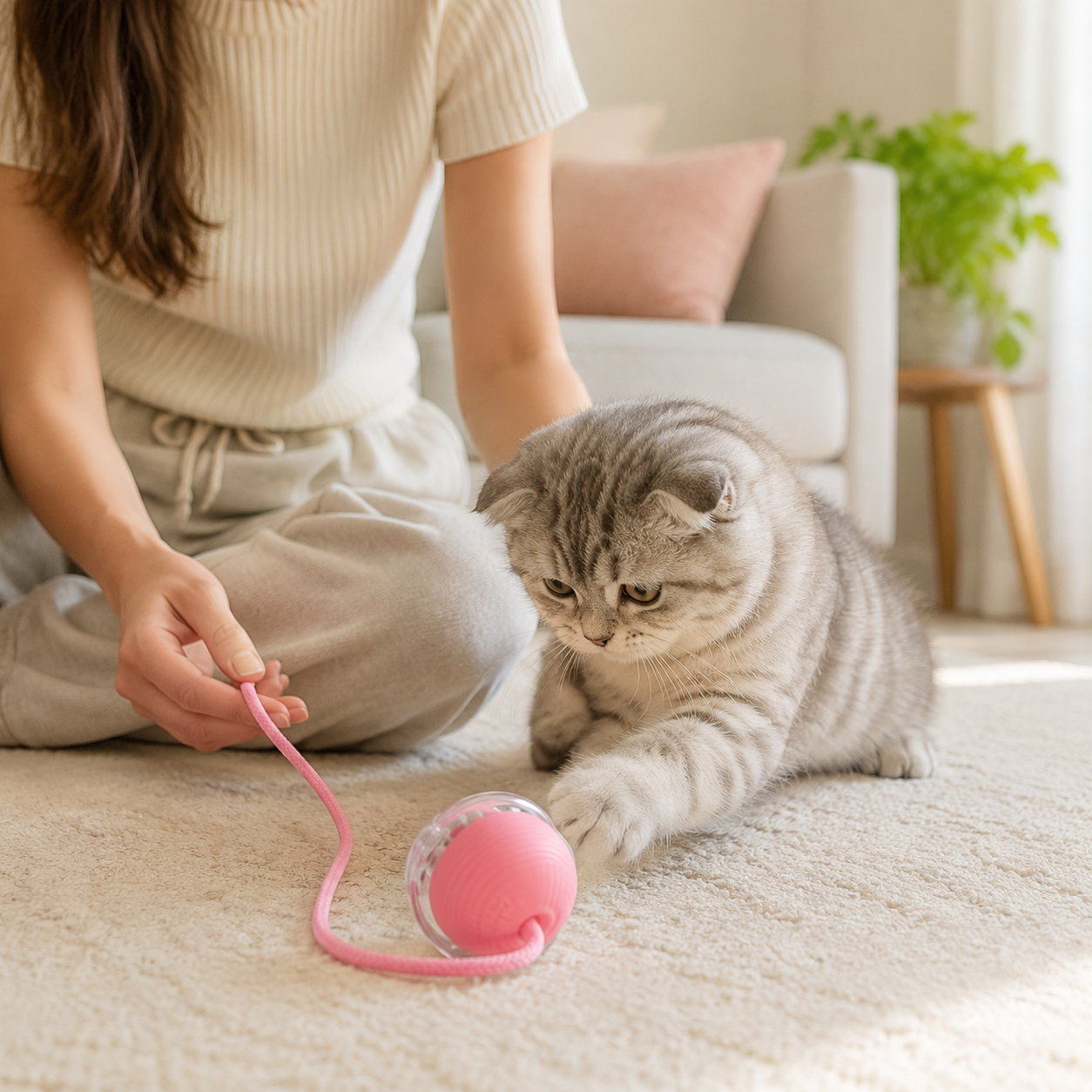 Fold Paws Rechargeable Interactive Cat Rolling Ball Toy - Type-C Smart Motion Ball