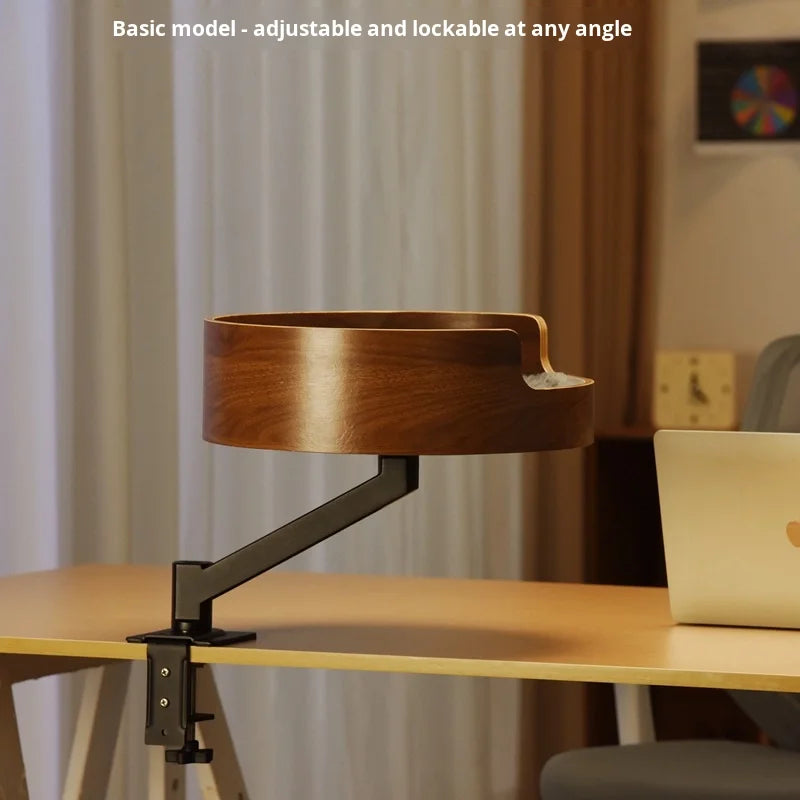 Adjustable 360 Degree Wood Cat Nest Desktop Suspended Desk Bracket with Rotating Frame Solid Pattern Cat Climbing Nest