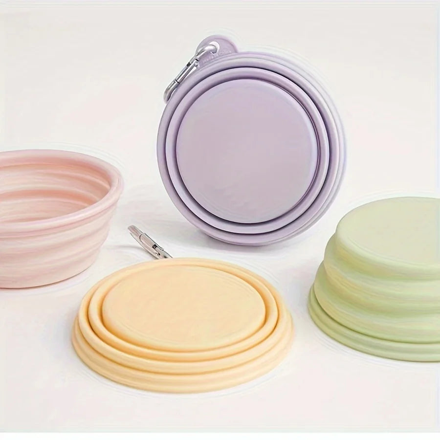 350ml Foldable Silicone Pet Bowl – Macaron Color Portable Dog & Cat Water Dish for Outdoor Travel