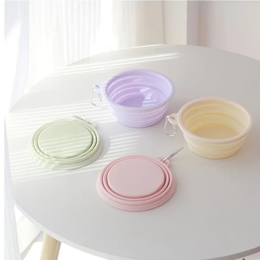 350ml Foldable Silicone Pet Bowl – Macaron Color Portable Dog & Cat Water Dish for Outdoor Travel