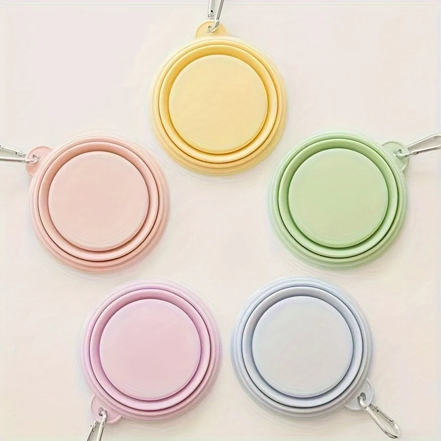350ml Foldable Silicone Pet Bowl – Macaron Color Portable Dog & Cat Water Dish for Outdoor Travel