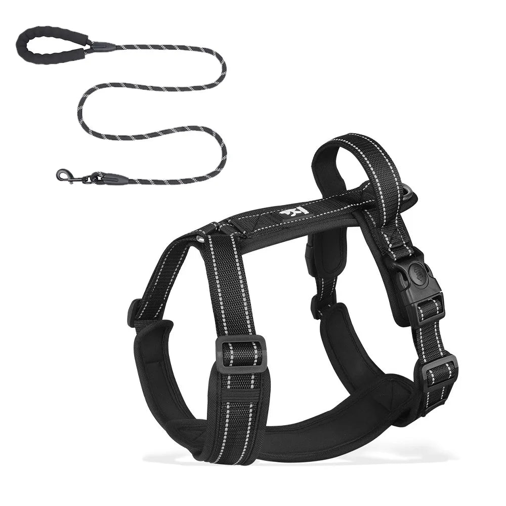 Adjustable No-Pull Dog Harness with Handle & Breathable Mesh Padding – Complete Pet Leash Set on Sale