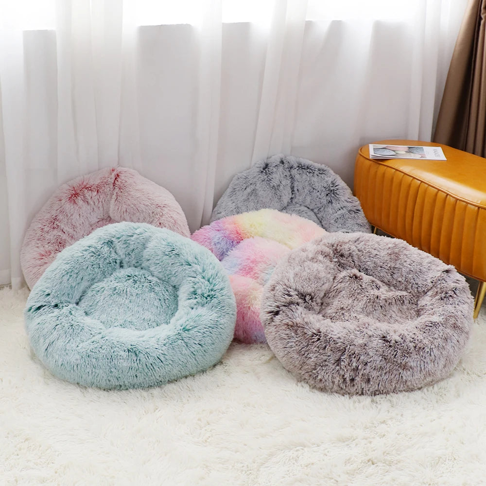 70cm Round Plush Cat Bed – Soft Sleeping Mat for Dogs & Cats with Non-Slip Base and Washable Cover