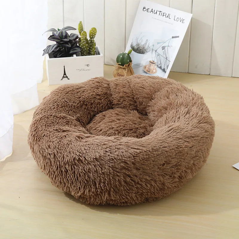 70cm Round Plush Cat Bed – Soft Sleeping Mat for Dogs & Cats with Non-Slip Base and Washable Cover