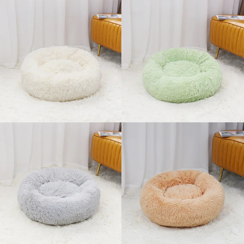 70cm Round Plush Cat Bed – Soft Sleeping Mat for Dogs & Cats with Non-Slip Base and Washable Cover