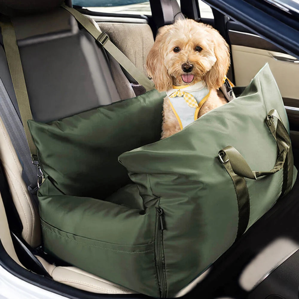 Luxury Dog Car Seat Bed – Soft Waterproof Travel Pet Seat with Safety Buckle for Small & Large Dogs