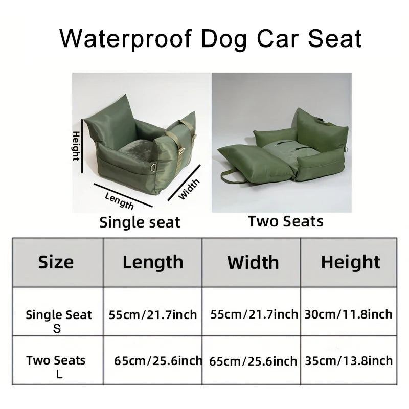 Luxury Dog Car Seat Bed – Soft Waterproof Travel Pet Seat with Safety Buckle for Small & Large Dogs