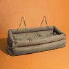 Luxury Faux Leather Dog Car Seat Bed – Double Booster Seats with Safety Buckle & Custom Logo Option
