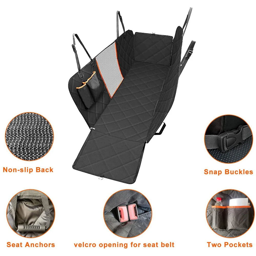 Waterproof Dog Car Hammock Seat Cover – Scratch-Resistant Mesh View Cushion Protector for Backseat Travel