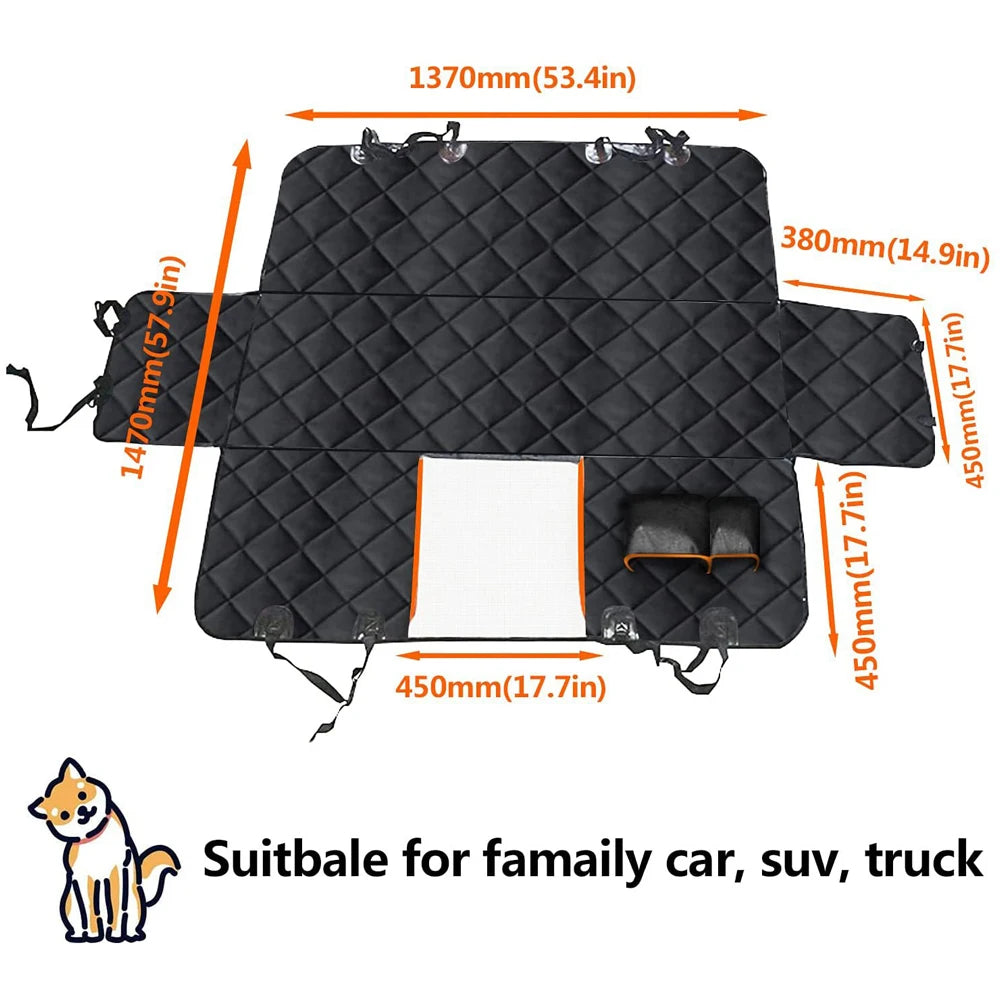Waterproof Dog Car Hammock Seat Cover – Scratch-Resistant Mesh View Cushion Protector for Backseat Travel