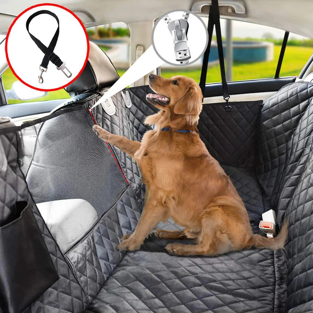 Waterproof Dog Car Hammock Seat Cover – Scratch-Resistant Mesh View Cushion Protector for Backseat Travel