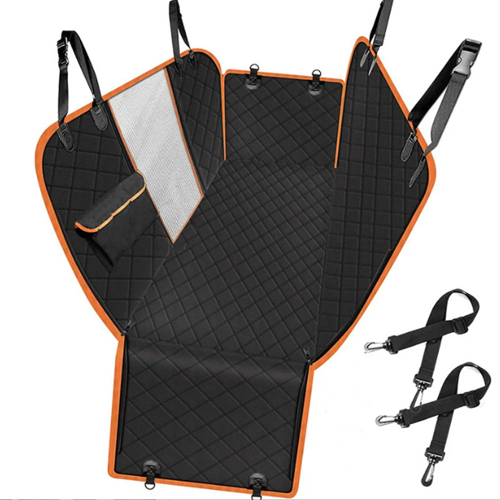 Waterproof Dog Car Hammock Seat Cover – Scratch-Resistant Mesh View Cushion Protector for Backseat Travel