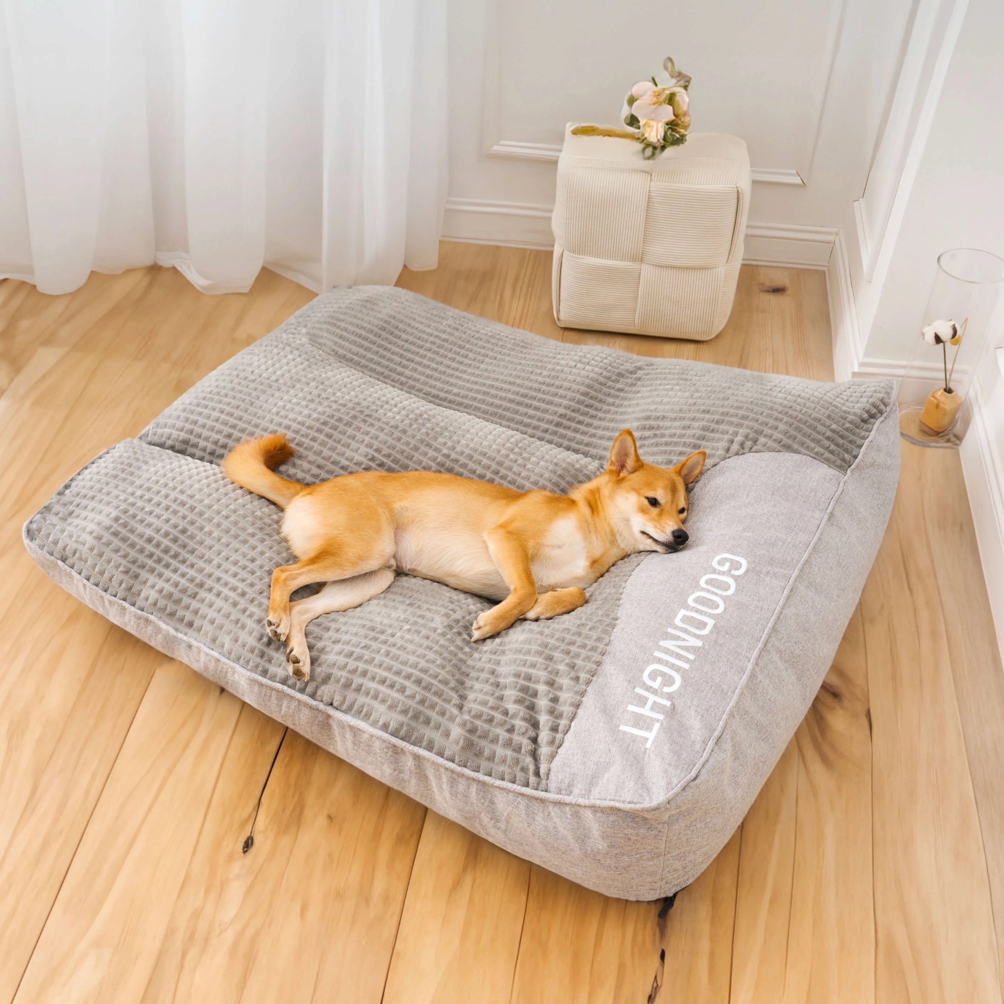 XXL Faux Fur Orthopedic Dog Bed – Breathable Luxury Pet Sleeping Cushion with Removable Washable Cover
