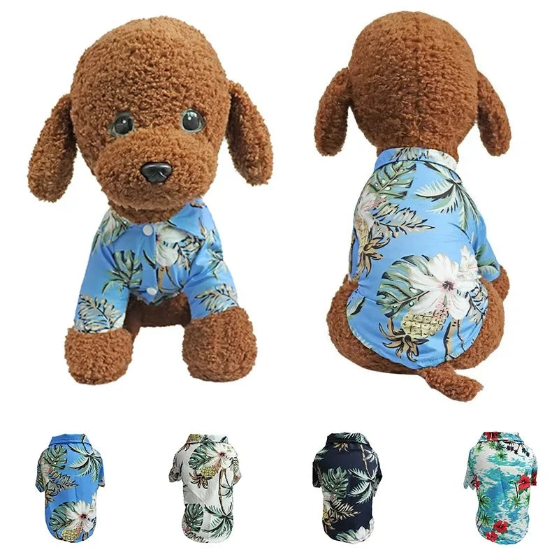 Hawaiian Dog Shirt – Breathable Summer T-Shirt for Small, Medium & Large Pets with Tropical Print