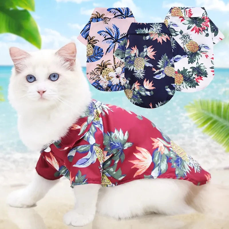 Hawaiian Dog Shirt – Breathable Summer T-Shirt for Small, Medium & Large Pets with Tropical Print