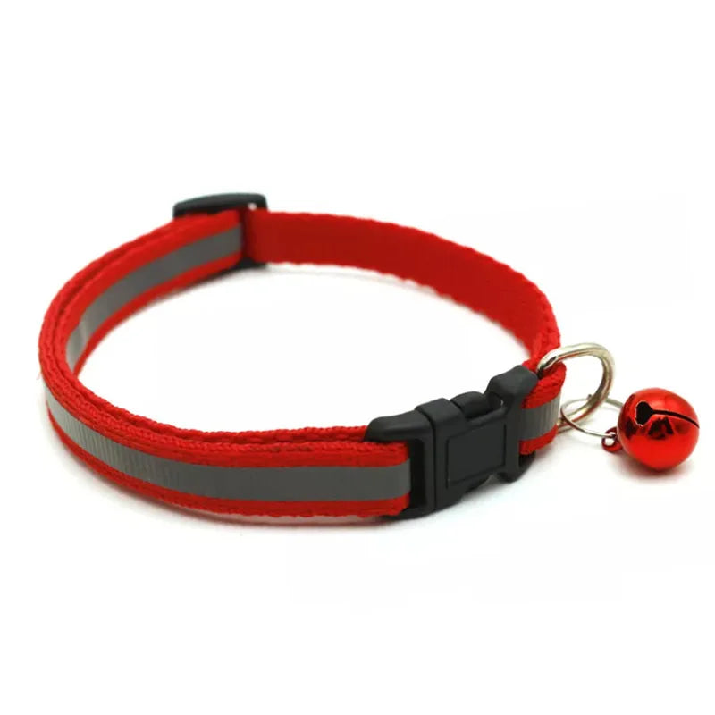 Adjustable Paw Print Pet Collar – Breakaway Nylon Design with Bell for Cats & Small Dogs