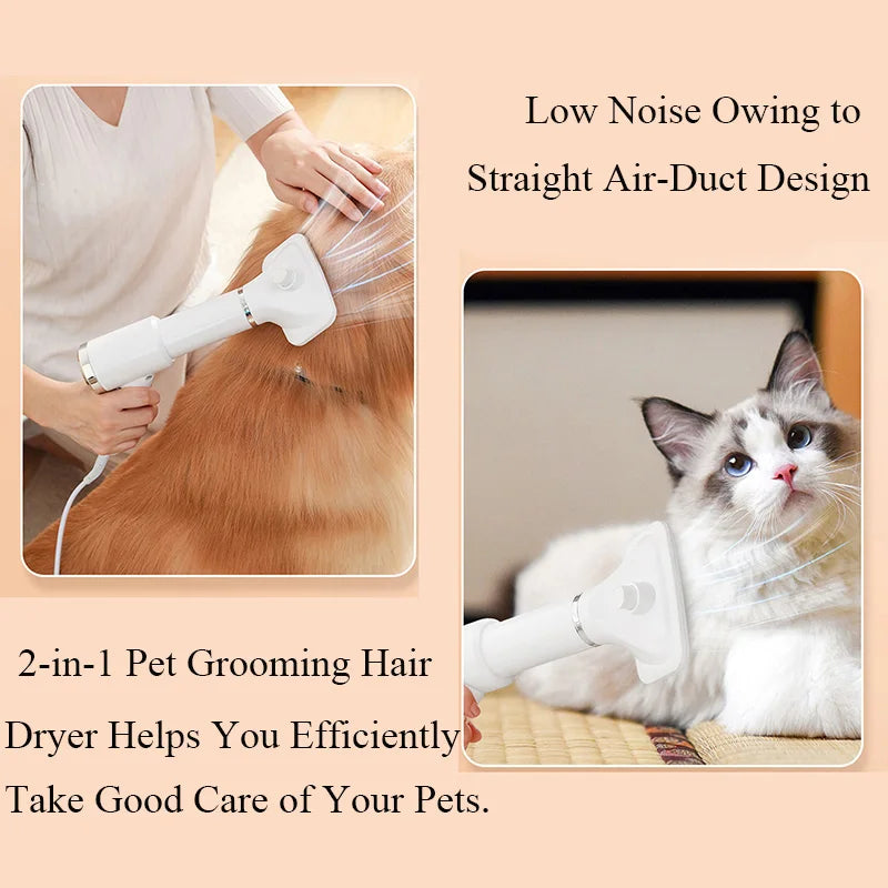 2-in-1 Pet Hair Dryer & Grooming Brush – Adjustable Temperature Dog & Cat Hair Remover Tool