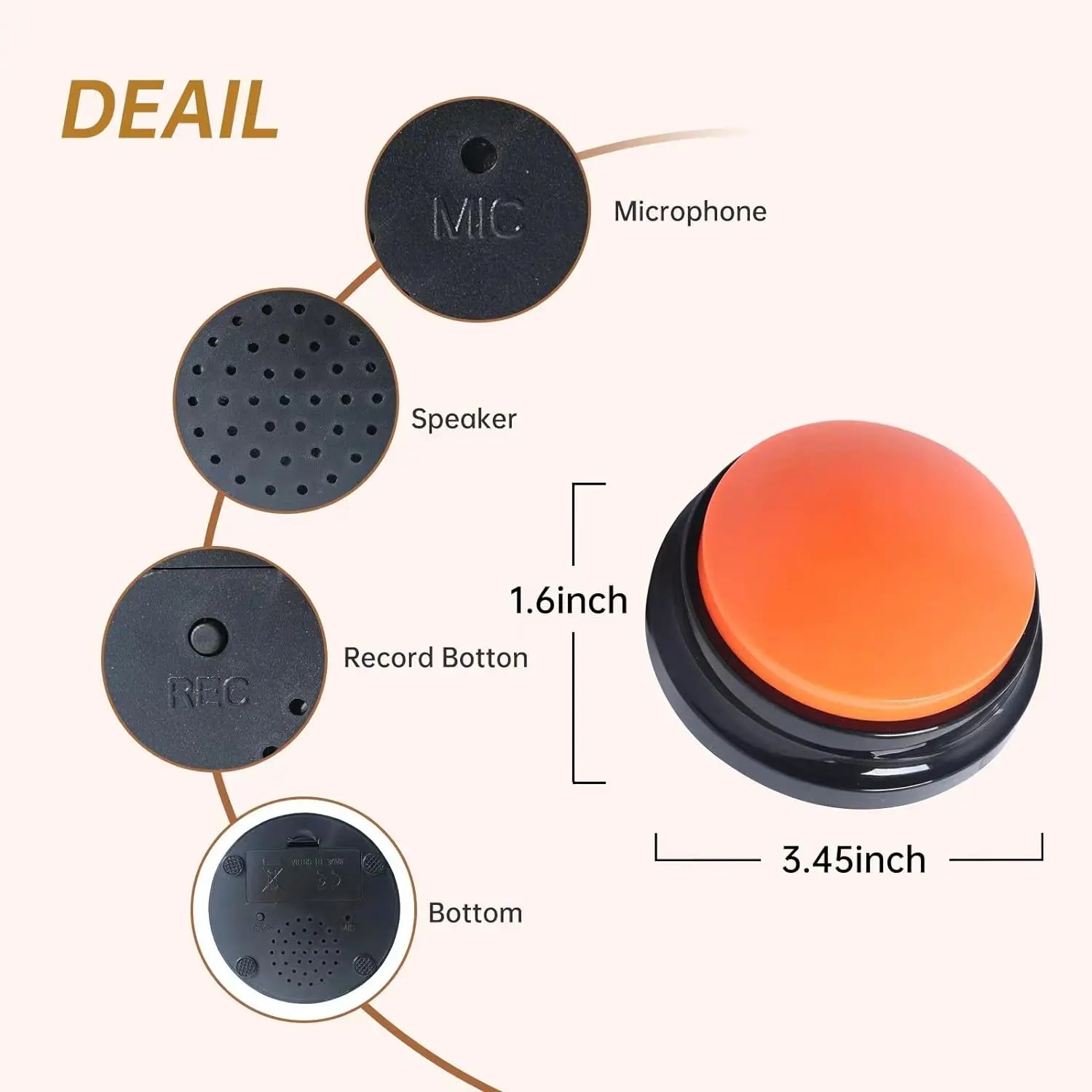 Dog Communication Buttons – 30-Second Record & Playback Pet Training Buzzers for Smart Learning