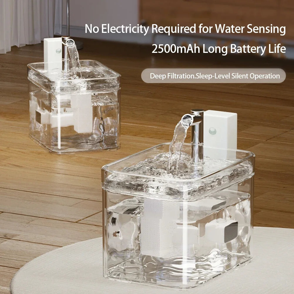 Wireless Pet Water Fountain – 1.5L Automatic Filter Dispenser with Sensor & Ultra Quiet Pump for Cats & Dogs