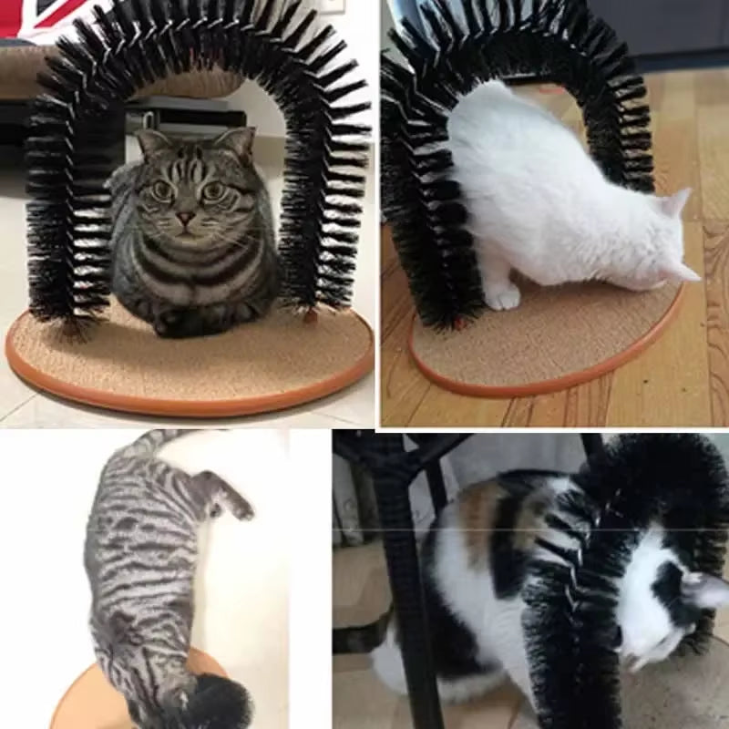 Self-Grooming Cat Brush & Massager, Hair Removal & Shedding Tool, Durable Cat Toy with Easy Clean Design