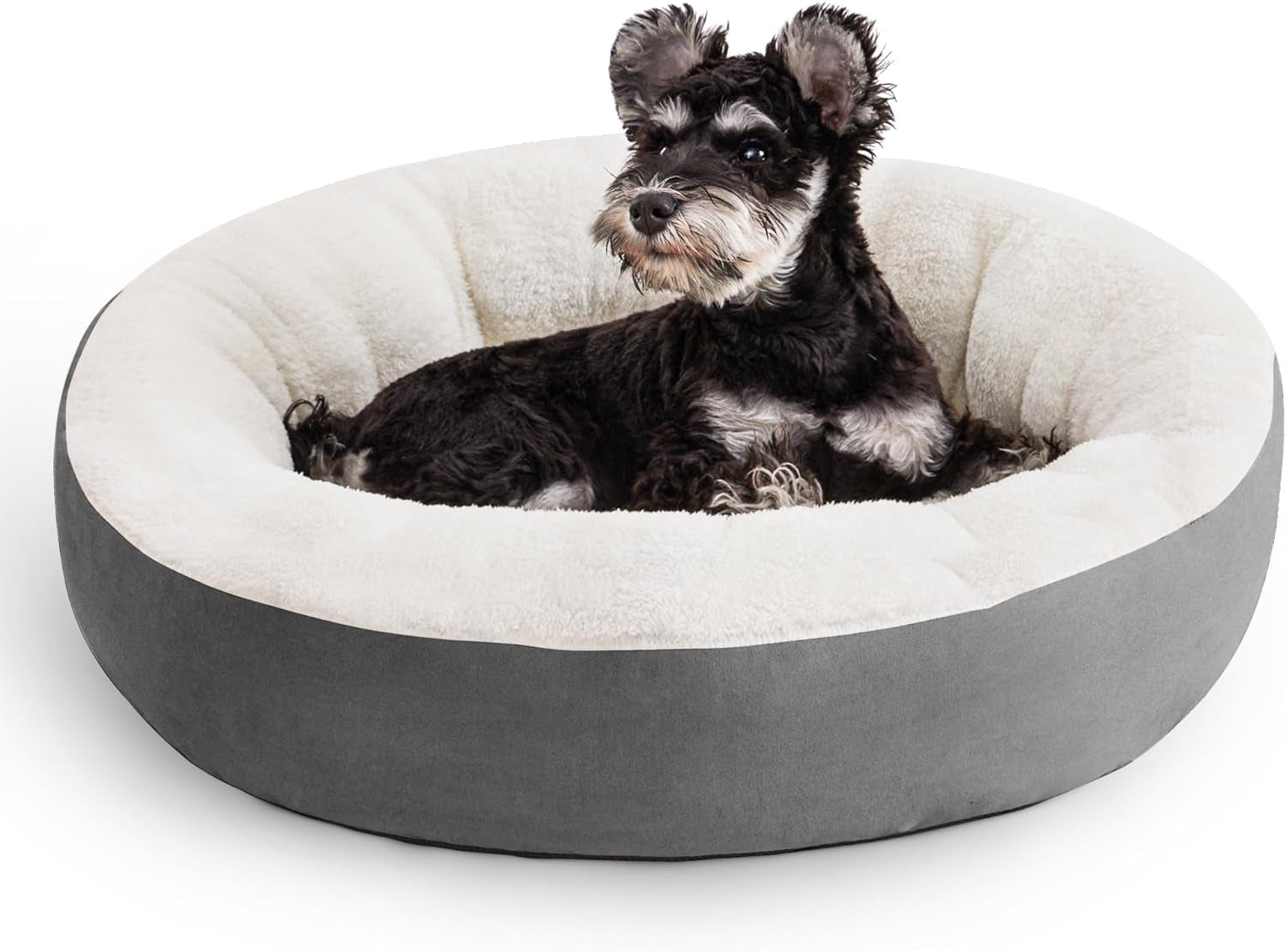 Love'S Cabin round Donut Cat and Dog Cushion Bed, 20In Bed for Cats or Small Dogs, Anti-Slip & Water-Resistant Bottom, Super Soft Durable Fabric Pet Beds, Washable Luxury Cat & Dog Bed Gray