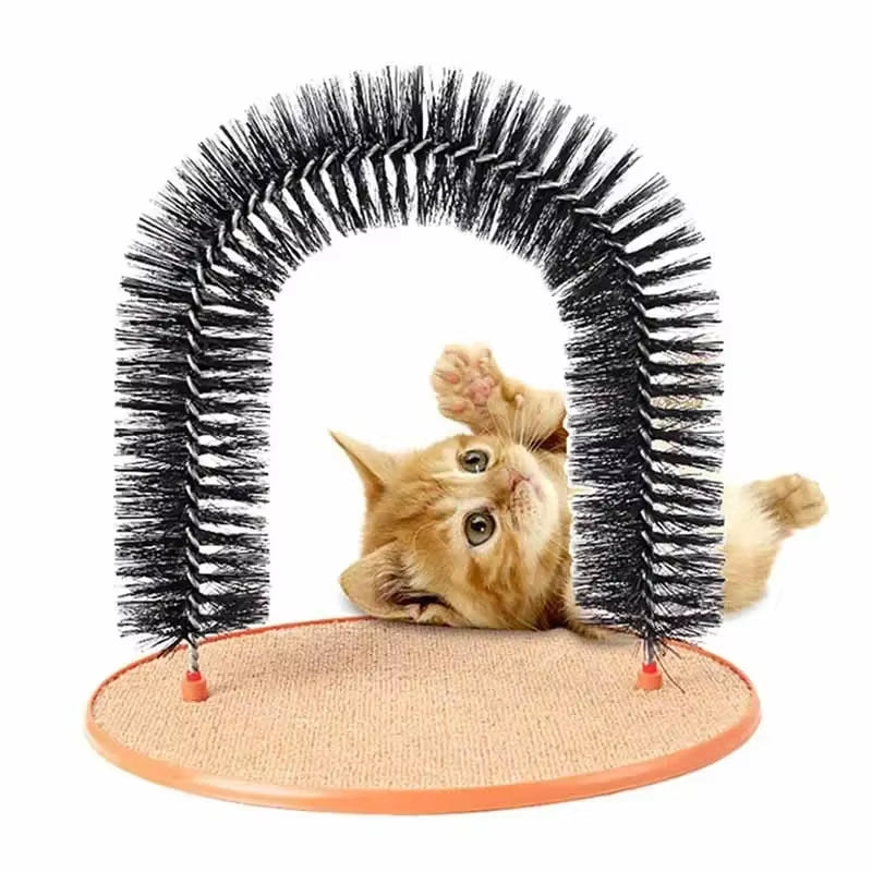 Self-Grooming Cat Brush & Massager, Hair Removal & Shedding Tool, Durable Cat Toy with Easy Clean Design