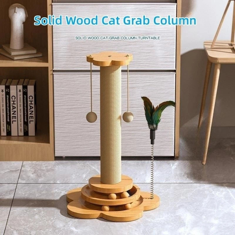 Pet Cat Toy Solid Wood Cat Turntable