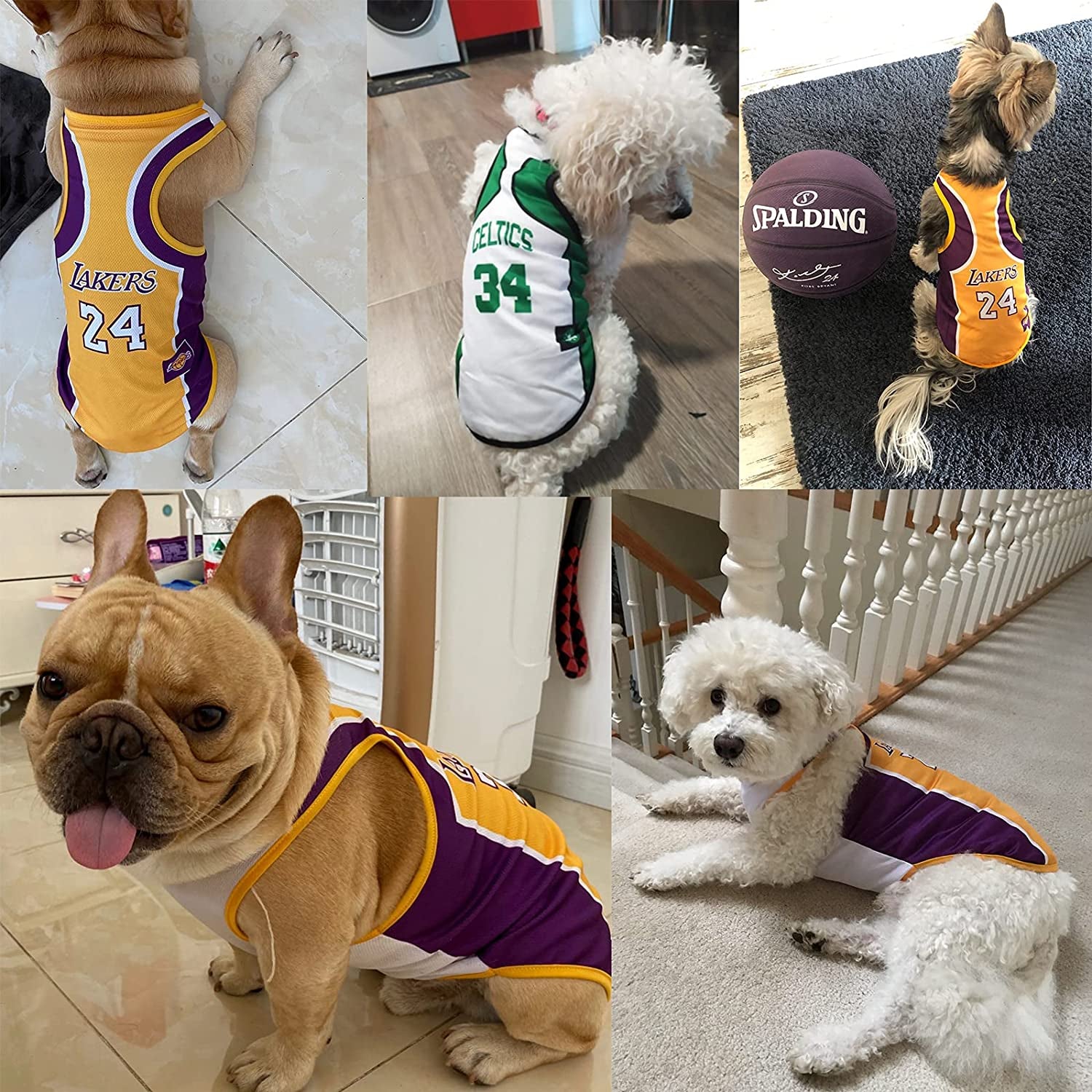 3-Pack Dog Clothes, Basketball Jersey Outfits for Small & Medium Dogs, Chihuahua & Bulldog Apparel