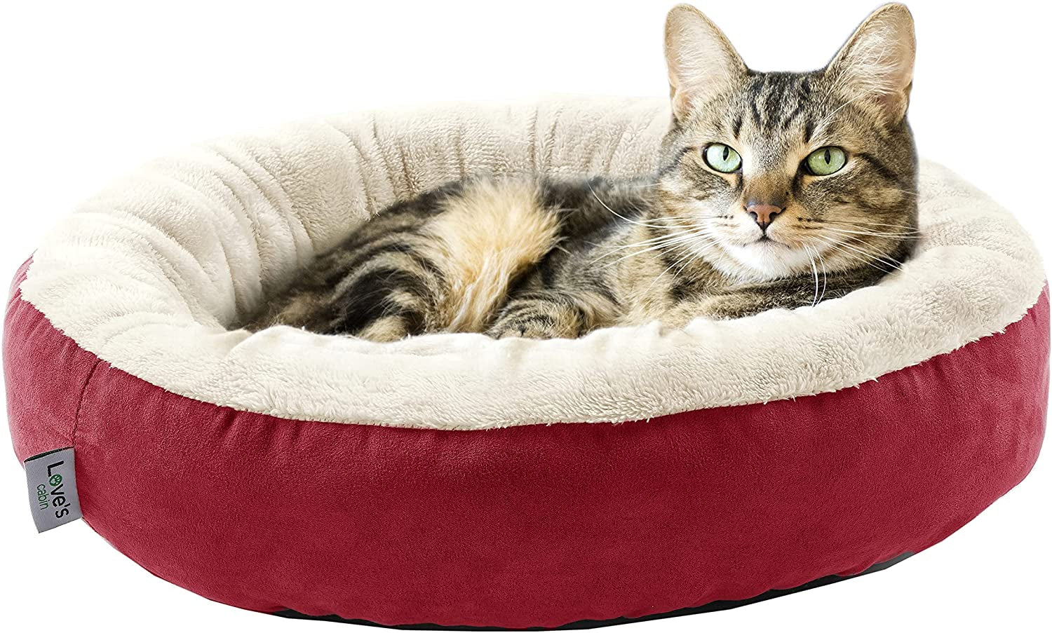 Love'S Cabin round Donut Cat and Dog Cushion Bed, 20In Bed for Cats or Small Dogs, Anti-Slip & Water-Resistant Bottom, Super Soft Durable Fabric Pet Beds, Washable Luxury Cat & Dog Bed Gray