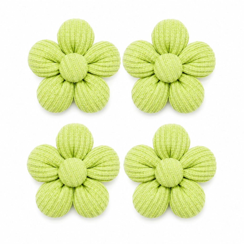 Fold Paws Flower Dog Bows – Pack of 4 Cute Ribbed Pet Bows