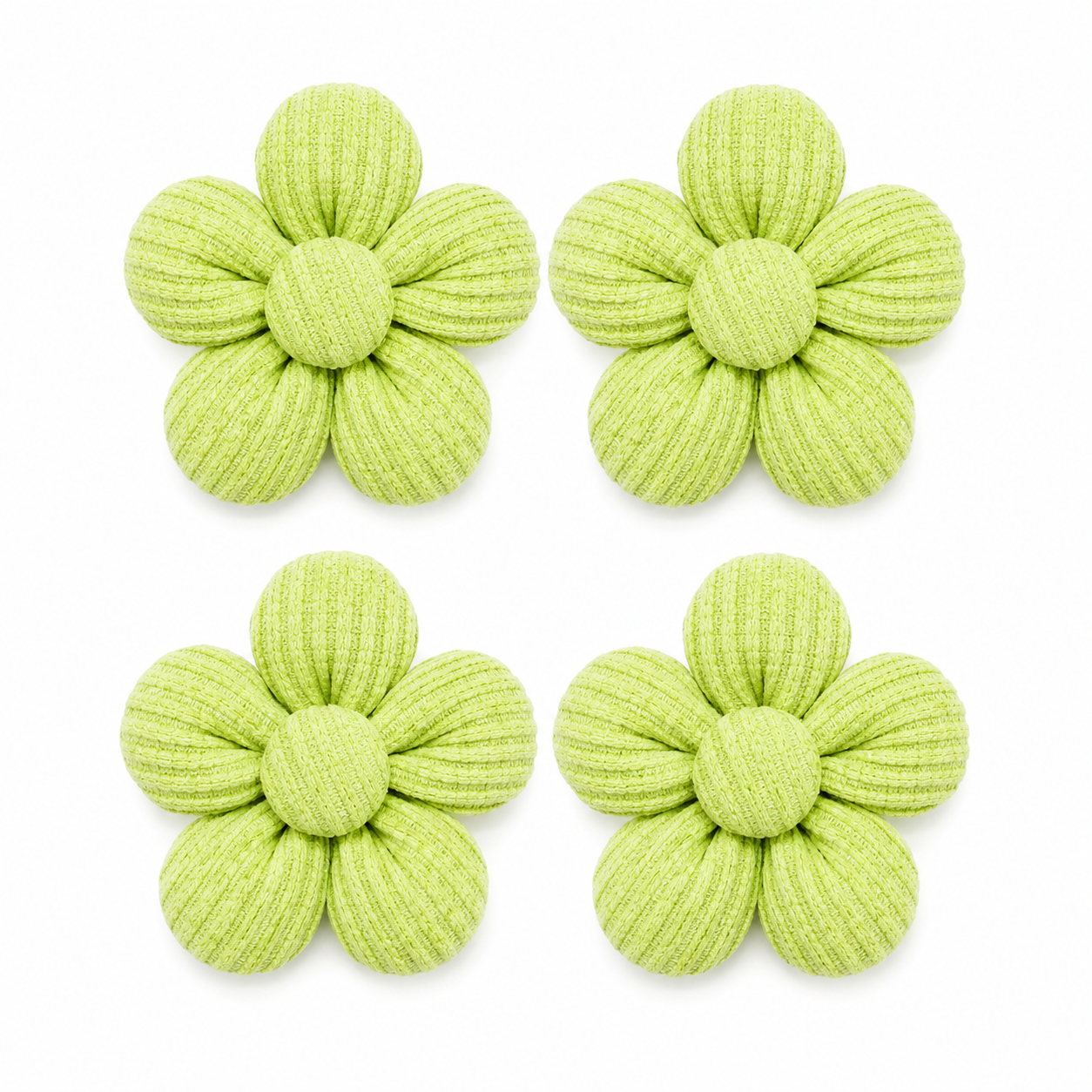 Fold Paws Flower Dog Bows – Pack of 4 Cute Ribbed Pet Bows