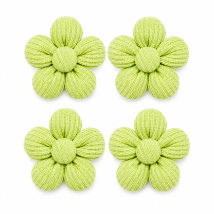 Light green flower dog and cat hair bows pack of 4 on white background