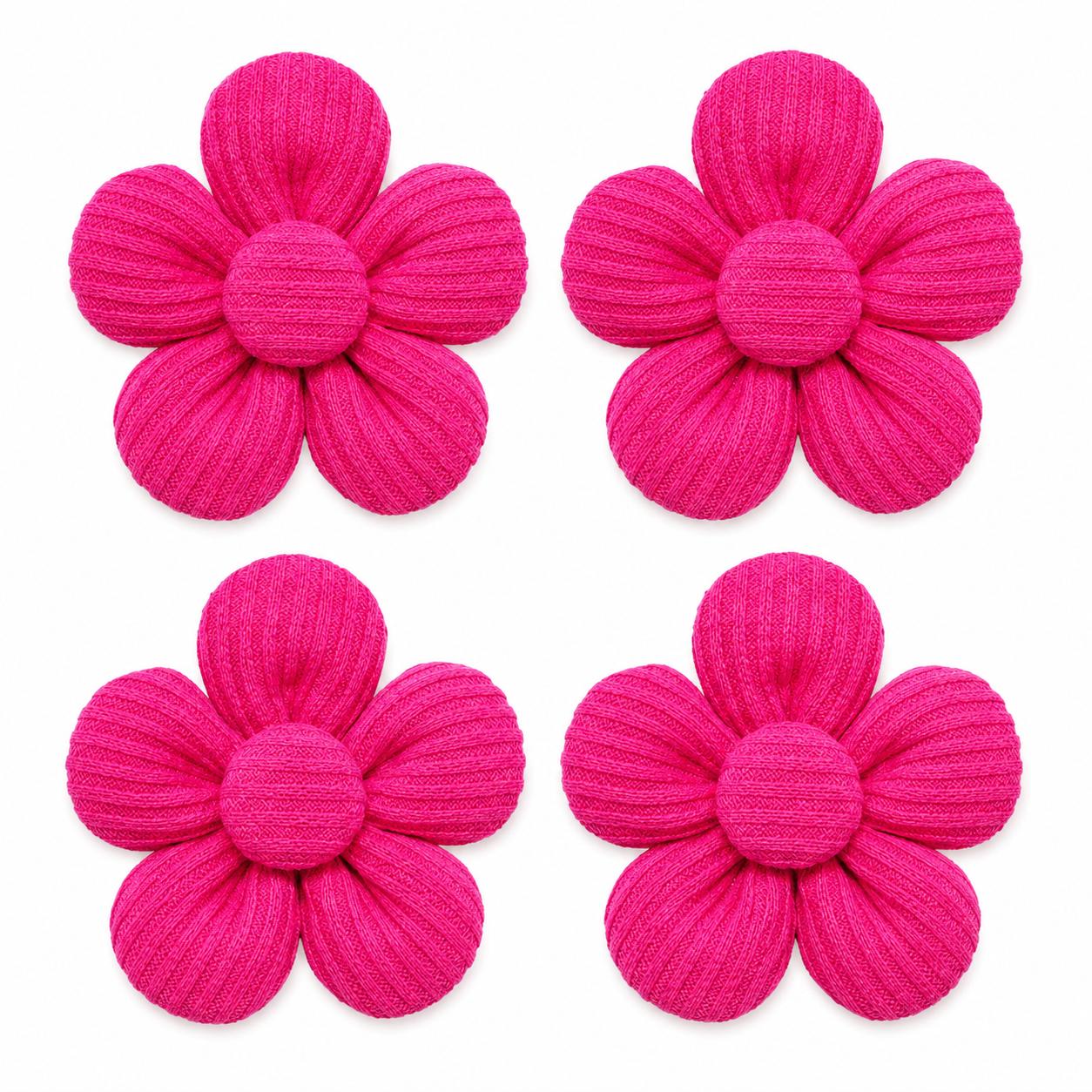 Fold Paws Flower Dog Bows – Pack of 4 Cute Ribbed Pet Bows