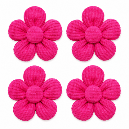 Fold Paws Flower Pet Hair Bows - Pack of 4 Cute Barrettes for Dogs & Cats
