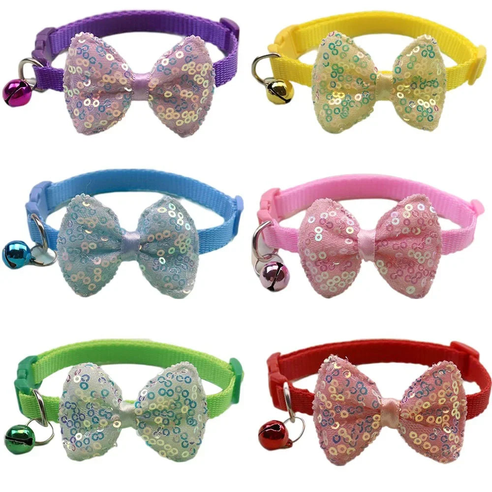 Adorable Multicolor Adjustable Pet Bow Bell Collars - Perfect Accessories for Your Furry Friends!