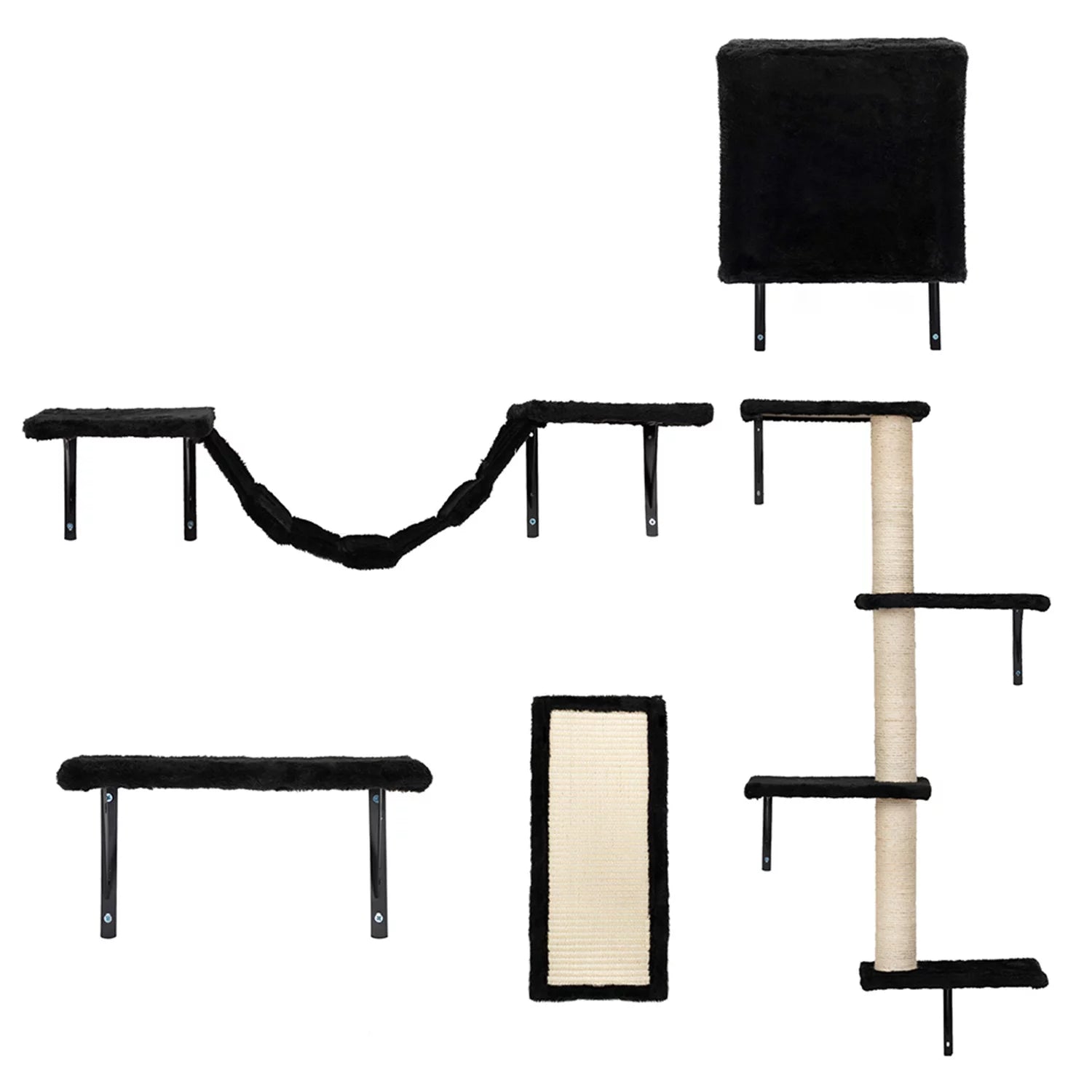 Cat Wall Shelves and Perches Set, Cat Tower for Adult Cats Mounted Cat Tree House