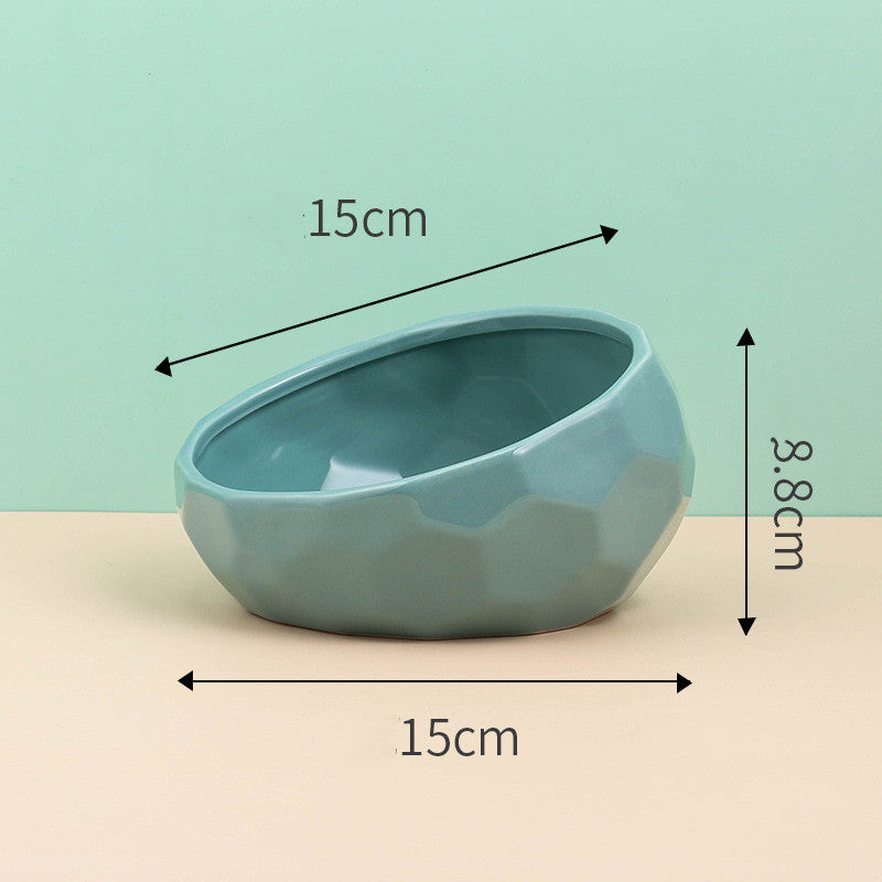 Pet Supplies Bowl Ceramic Cat Bowl Dog Bowl Oblique Mouth