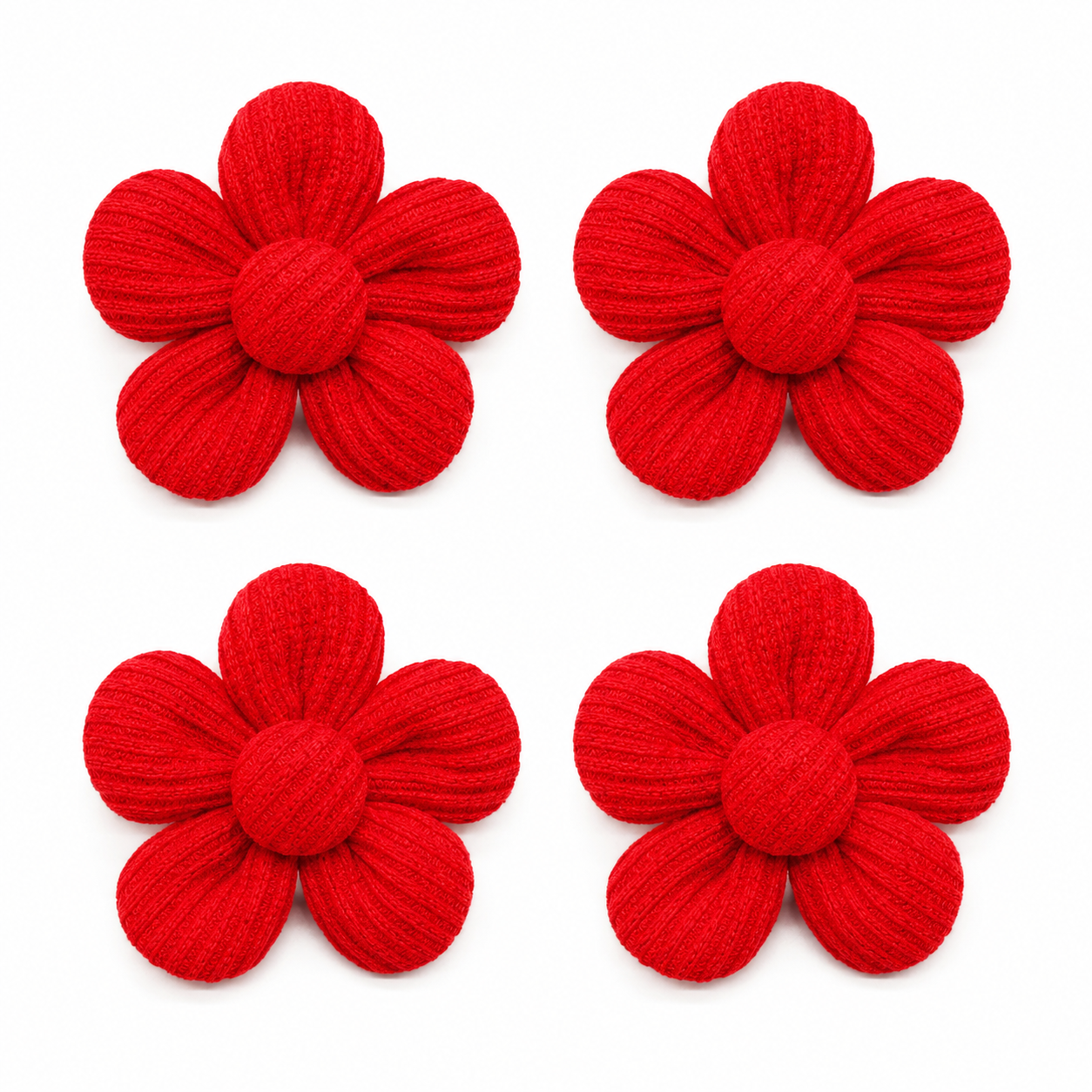Fold Paws Flower Dog Bows – Pack of 4 Cute Ribbed Pet Bows