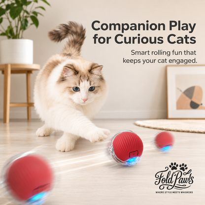 Fold Paws Rechargeable Interactive Cat Rolling Ball Toy - Type-C Smart Motion Ball