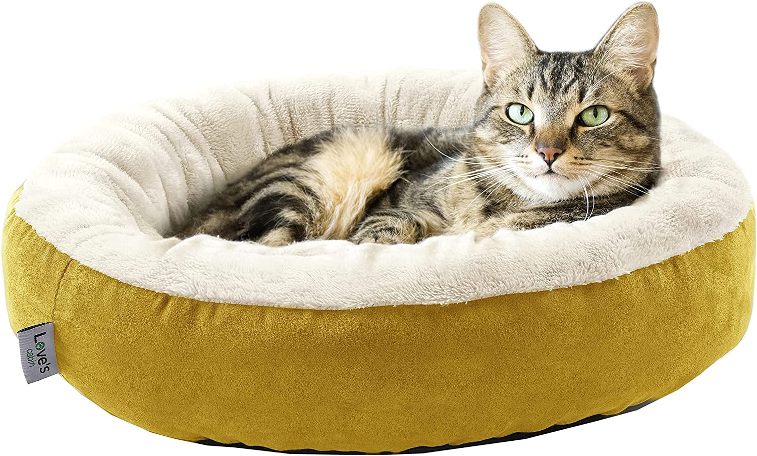 Love'S Cabin round Donut Cat and Dog Cushion Bed, 20In Bed for Cats or Small Dogs, Anti-Slip & Water-Resistant Bottom, Super Soft Durable Fabric Pet Beds, Washable Luxury Cat & Dog Bed Gray