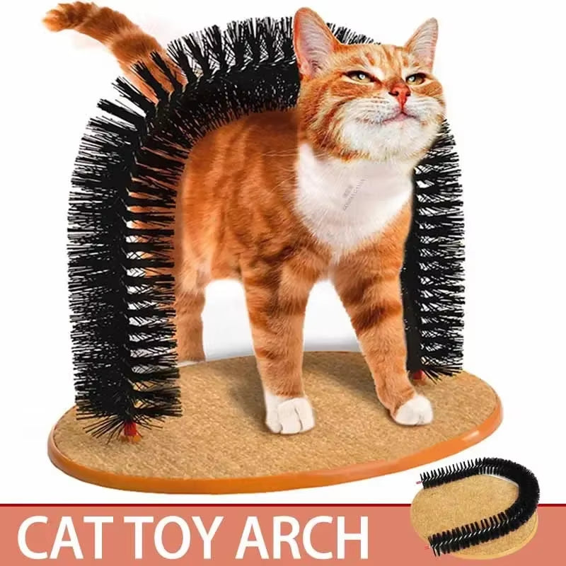 Self-Grooming Cat Brush & Massager, Hair Removal & Shedding Tool, Durable Cat Toy with Easy Clean Design