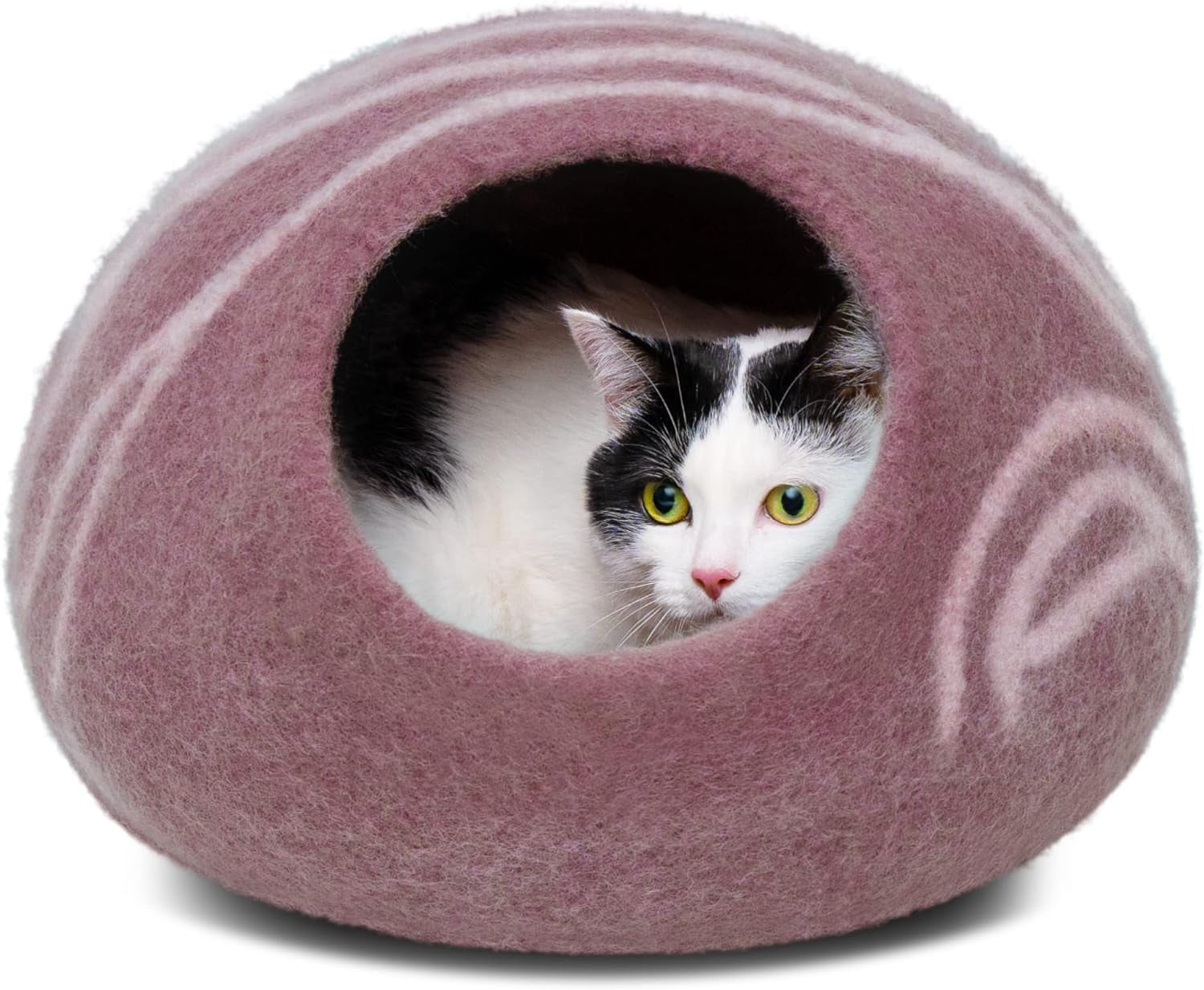 MEOWFIA Cat Bed Cave Premium Felt - Handmade 100% Merino Wool Bed for Cats and Kittens (Light Shades) (Medium, Aquamarine)