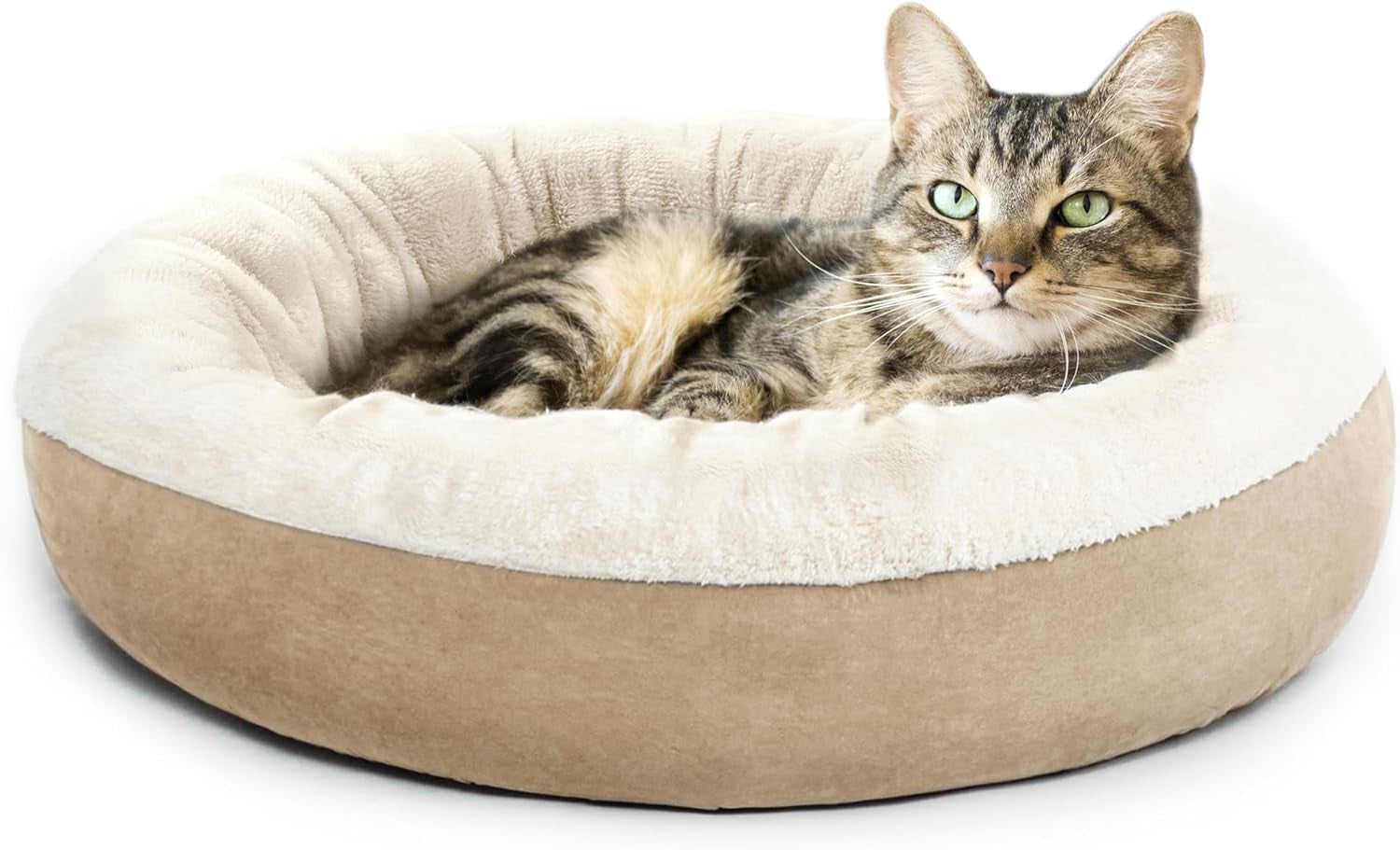 Love'S Cabin round Donut Cat and Dog Cushion Bed, 20In Bed for Cats or Small Dogs, Anti-Slip & Water-Resistant Bottom, Super Soft Durable Fabric Pet Beds, Washable Luxury Cat & Dog Bed Gray