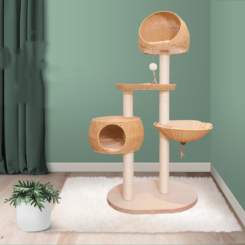 Luxury Multi-Layer Solid Wood Cat Tree - Stylish & Durable Cat Furniture