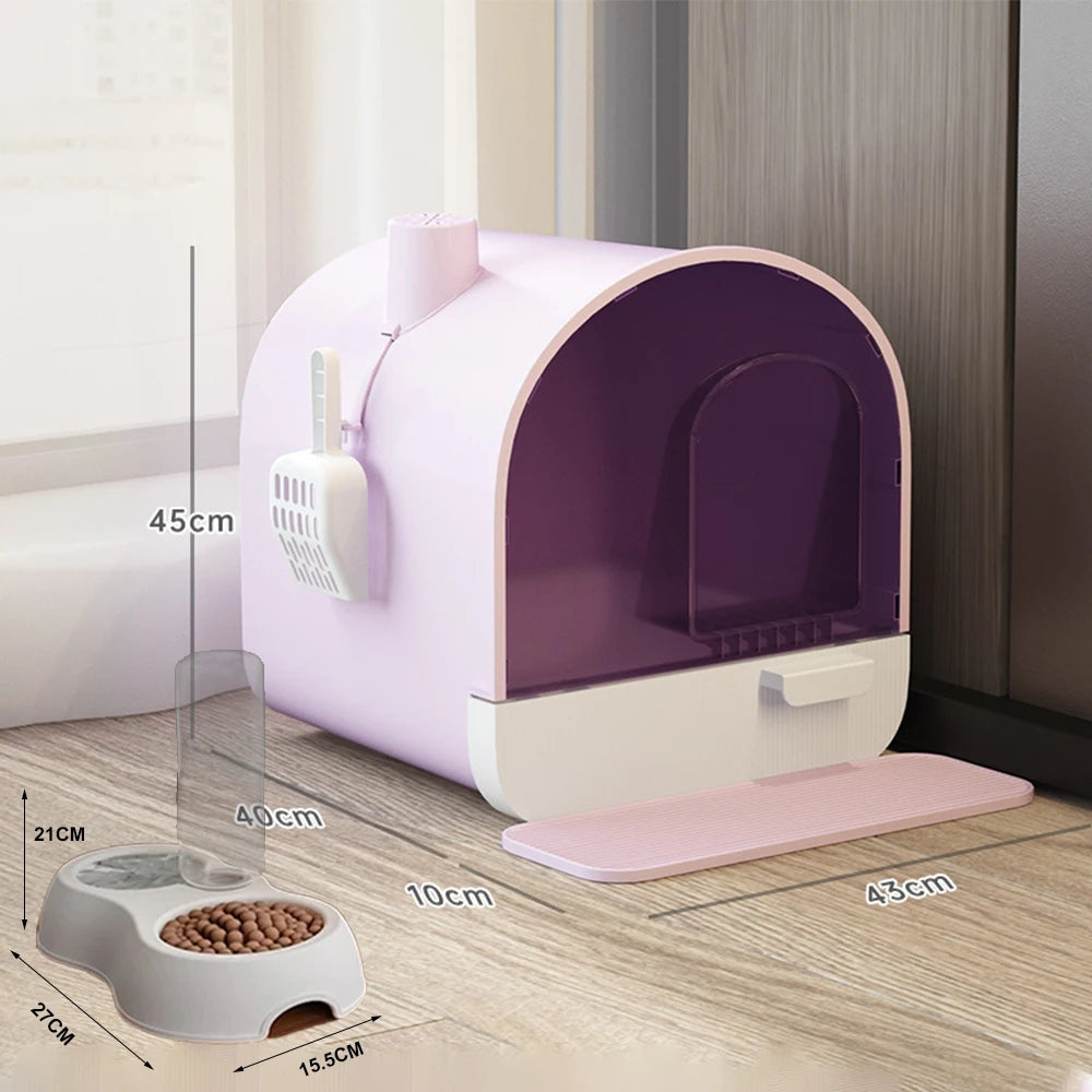 Cat Litter Box Oversized Fully Enclosed Drawer Type Cat Toilet anti Splash Cat Litter Box Deodorant Excrement Basin