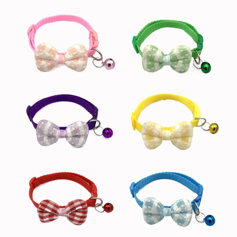 Adorable Multicolor Adjustable Pet Bow Bell Collars - Perfect Accessories for Your Furry Friends!